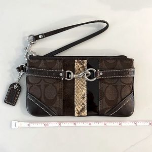 Coach Wristlet, Leather and Suede Detail with Lock Clasp